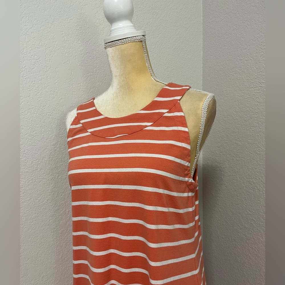 Natural Reflections Coral and White Striped Tank Shift Dress - Picture 2 of 7